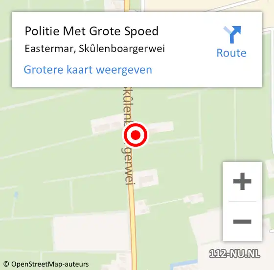 Locatie op kaart van de 112 melding: Politie Met Grote Spoed Naar Eastermar, Skûlenboargerwei op 22 december 2022 11:05