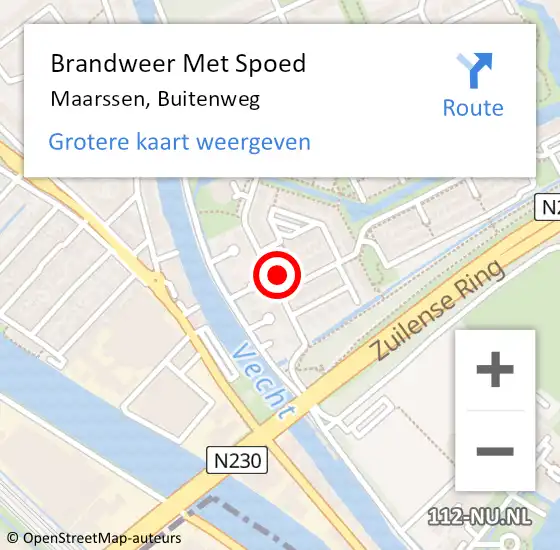 Locatie op kaart van de 112 melding: Brandweer Met Spoed Naar Maarssen, Buitenweg op 22 december 2022 13:31
