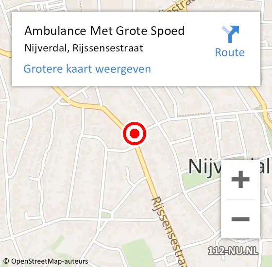 Locatie op kaart van de 112 melding: Ambulance Met Grote Spoed Naar Nijverdal, Rijssensestraat op 22 december 2022 13:48