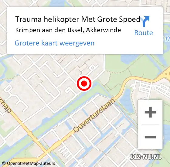 Locatie op kaart van de 112 melding: Trauma helikopter Met Grote Spoed Naar Krimpen aan den IJssel, Akkerwinde op 22 december 2022 14:07