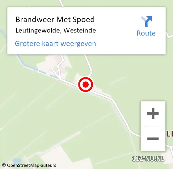 Locatie op kaart van de 112 melding: Brandweer Met Spoed Naar Leutingewolde, Westeinde op 22 december 2022 14:21
