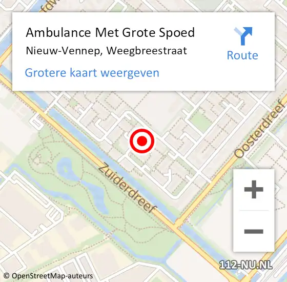 Locatie op kaart van de 112 melding: Ambulance Met Grote Spoed Naar Nieuw-Vennep, Weegbreestraat op 22 december 2022 14:29