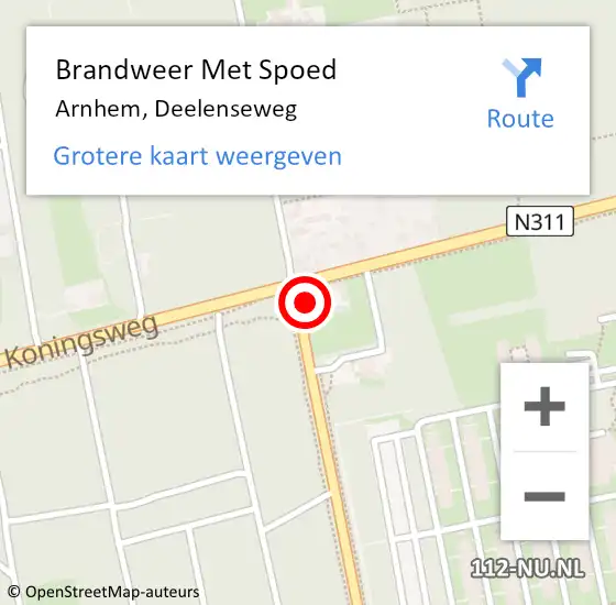 Locatie op kaart van de 112 melding: Brandweer Met Spoed Naar Arnhem, Deelenseweg op 22 december 2022 14:58