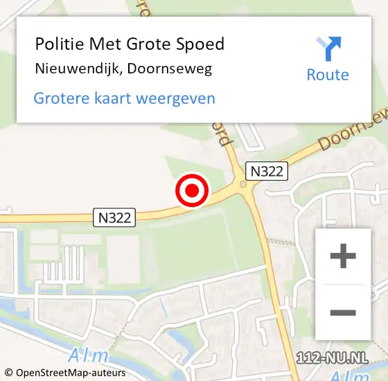 Locatie op kaart van de 112 melding: Politie Met Grote Spoed Naar Nieuwendijk, Doornseweg op 22 december 2022 15:08