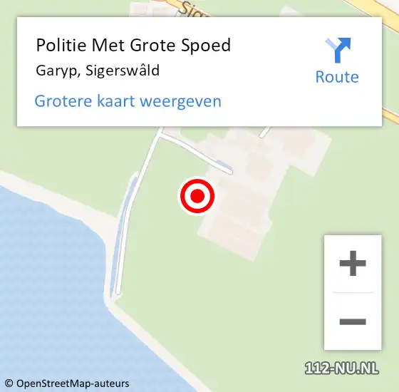 Locatie op kaart van de 112 melding: Politie Met Grote Spoed Naar Garyp, Sigerswâld op 22 december 2022 15:30