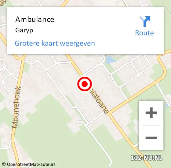 Locatie op kaart van de 112 melding: Ambulance Garyp op 22 december 2022 15:42