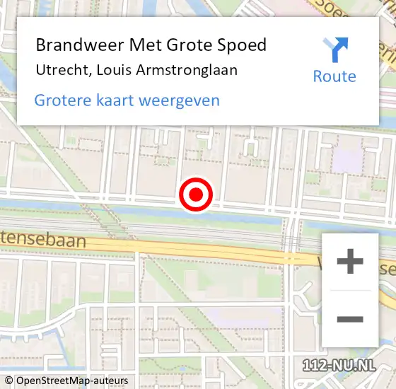 Locatie op kaart van de 112 melding: Brandweer Met Grote Spoed Naar Utrecht, Louis Armstronglaan op 22 december 2022 16:15
