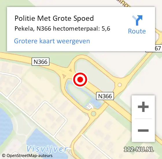 Locatie op kaart van de 112 melding: Politie Met Grote Spoed Naar Pekela, N366 hectometerpaal: 5,6 op 22 december 2022 16:24