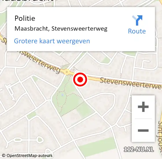 Locatie op kaart van de 112 melding: Politie Maasbracht, Stevensweerterweg op 22 december 2022 16:26