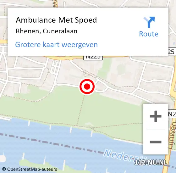 Locatie op kaart van de 112 melding: Ambulance Met Spoed Naar Rhenen, Cuneralaan op 22 december 2022 16:44