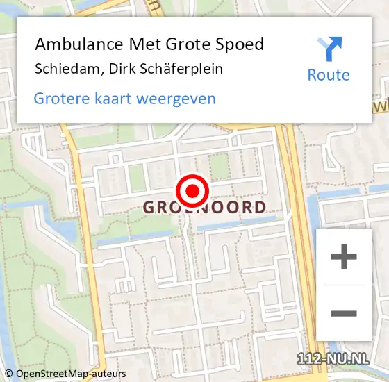 Locatie op kaart van de 112 melding: Ambulance Met Grote Spoed Naar Schiedam, Dirk Schäferplein op 22 december 2022 19:15