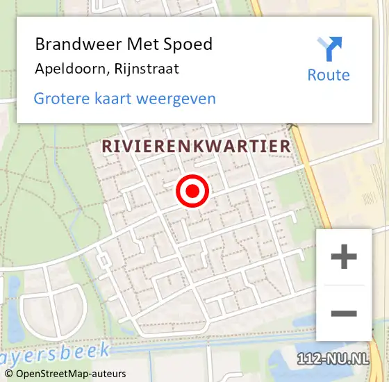 Locatie op kaart van de 112 melding: Brandweer Met Spoed Naar Apeldoorn, Rijnstraat op 22 december 2022 22:05