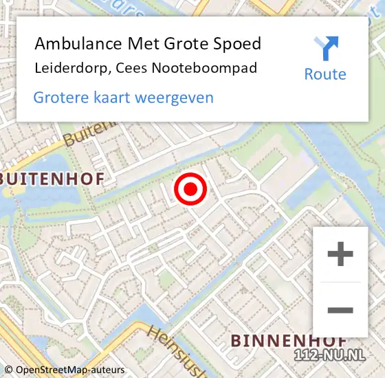 Locatie op kaart van de 112 melding: Ambulance Met Grote Spoed Naar Leiderdorp, Cees Nooteboompad op 22 december 2022 22:20