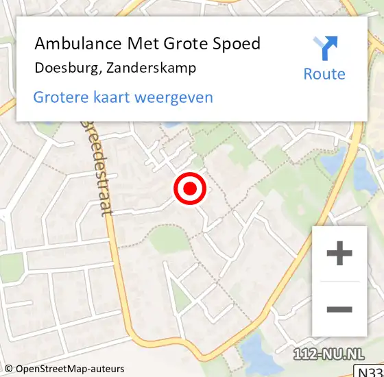 Locatie op kaart van de 112 melding: Ambulance Met Grote Spoed Naar Doesburg, Zanderskamp op 22 december 2022 22:46