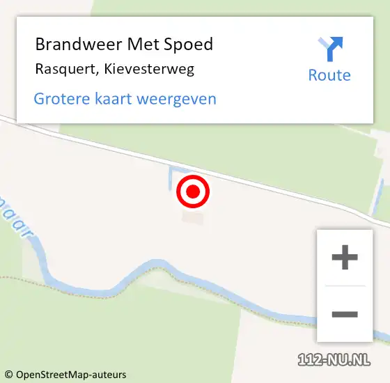Locatie op kaart van de 112 melding: Brandweer Met Spoed Naar Rasquert, Kievesterweg op 23 december 2022 02:23
