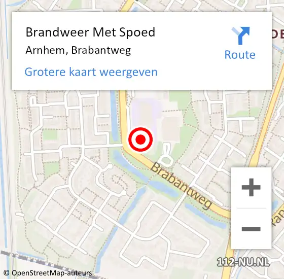 Locatie op kaart van de 112 melding: Brandweer Met Spoed Naar Arnhem, Brabantweg op 23 december 2022 04:55