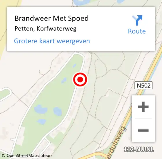 Locatie op kaart van de 112 melding: Brandweer Met Spoed Naar Petten, Korfwaterweg op 23 december 2022 06:47