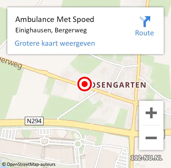 Locatie op kaart van de 112 melding: Ambulance Met Spoed Naar Einighausen, Bergerweg op 9 augustus 2014 13:00