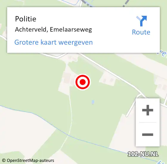 Locatie op kaart van de 112 melding: Politie Achterveld, Emelaarseweg op 23 december 2022 08:18