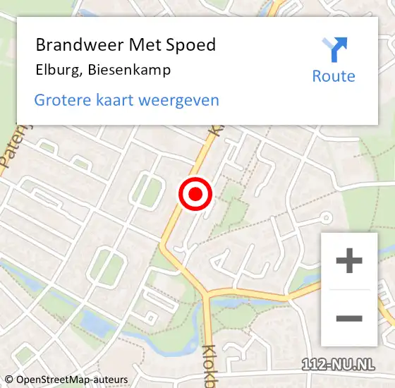 Locatie op kaart van de 112 melding: Brandweer Met Spoed Naar Elburg, Biesenkamp op 9 augustus 2014 13:11