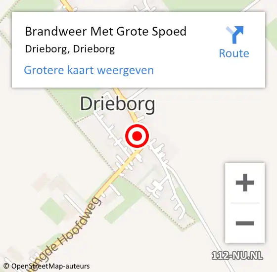 Locatie op kaart van de 112 melding: Brandweer Met Grote Spoed Naar Drieborg, Drieborg op 23 december 2022 09:05