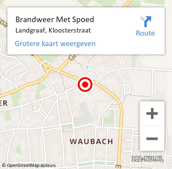 Locatie op kaart van de 112 melding: Brandweer Met Spoed Naar Landgraaf, Kloosterstraat op 23 december 2022 09:54