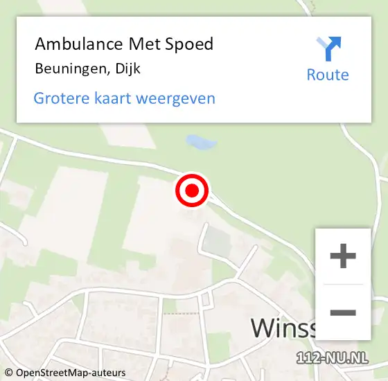 Locatie op kaart van de 112 melding: Ambulance Met Spoed Naar Beuningen, Dijk op 23 december 2022 10:50