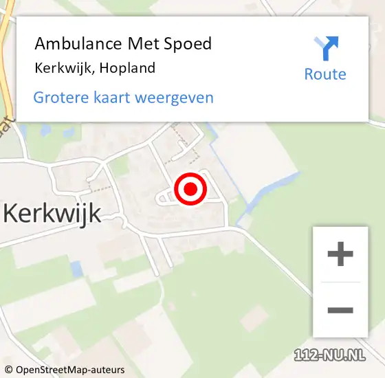 Locatie op kaart van de 112 melding: Ambulance Met Spoed Naar Kerkwijk, Hopland op 23 december 2022 11:15