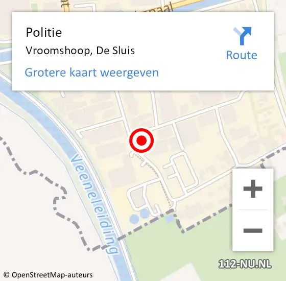 Locatie op kaart van de 112 melding: Politie Vroomshoop, De Sluis op 23 december 2022 11:22