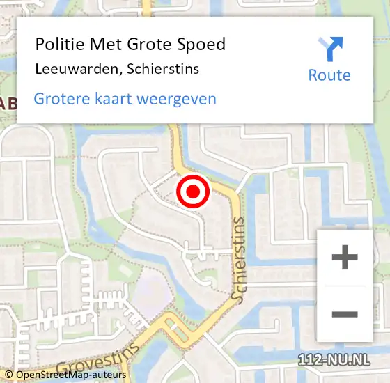 Locatie op kaart van de 112 melding: Politie Met Grote Spoed Naar Leeuwarden, Schierstins op 23 december 2022 11:25