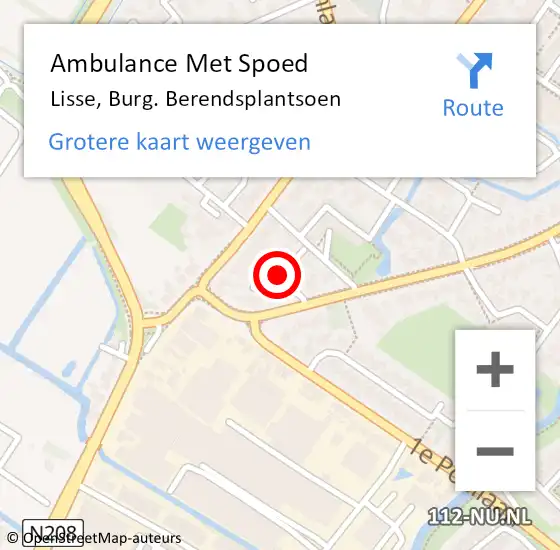 Locatie op kaart van de 112 melding: Ambulance Met Spoed Naar Lisse, Burg. Berendsplantsoen op 23 december 2022 12:40
