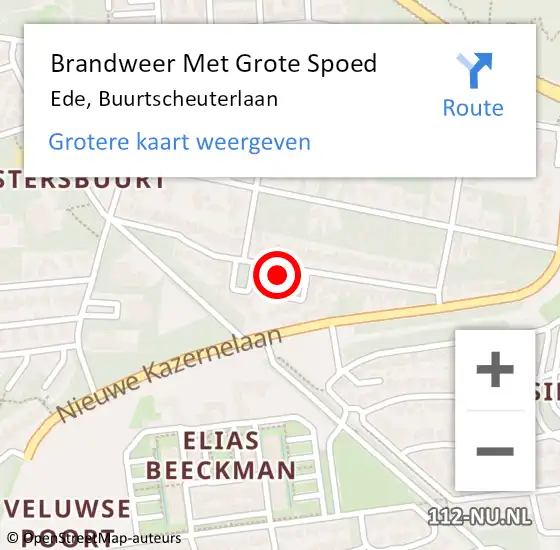 Locatie op kaart van de 112 melding: Brandweer Met Grote Spoed Naar Ede, Buurtscheuterlaan op 23 december 2022 13:00
