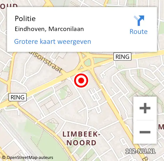 Locatie op kaart van de 112 melding: Politie Eindhoven, Marconilaan op 23 december 2022 13:51