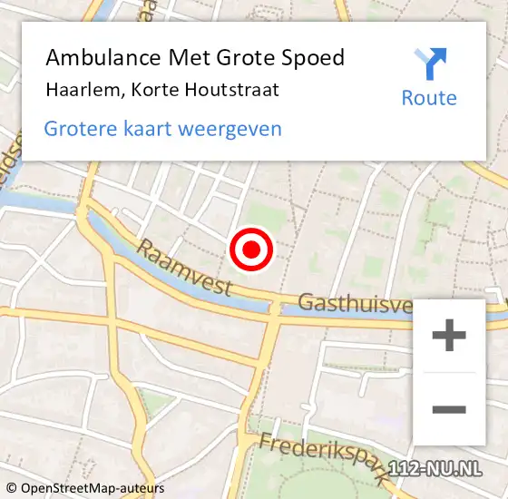 Locatie op kaart van de 112 melding: Ambulance Met Grote Spoed Naar Haarlem, Korte Houtstraat op 23 december 2022 16:49