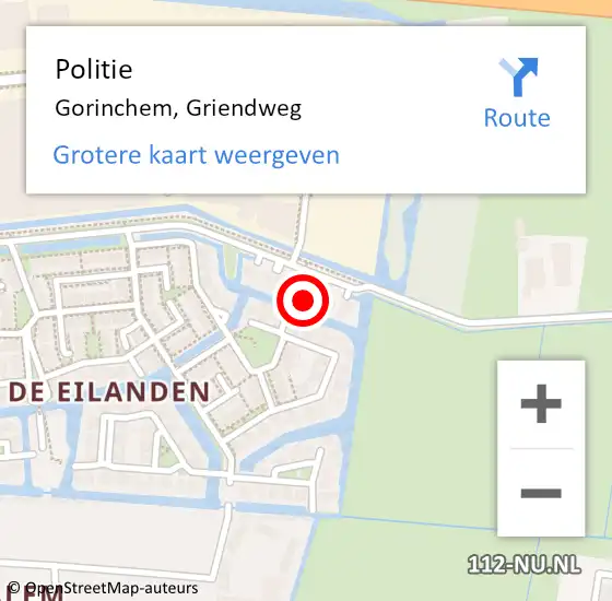 Locatie op kaart van de 112 melding: Politie Gorinchem, Griendweg op 23 december 2022 17:06