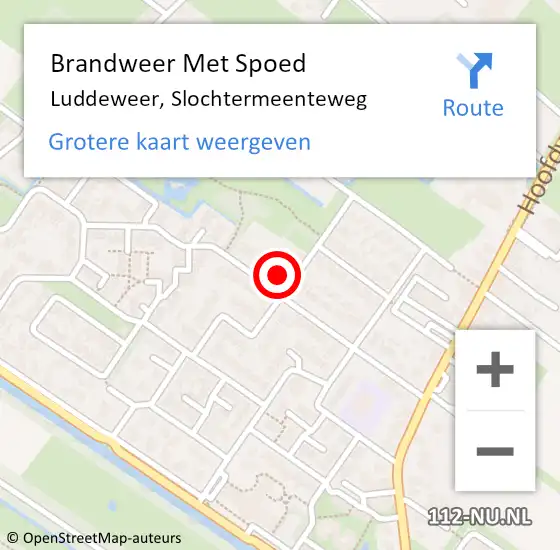 Locatie op kaart van de 112 melding: Brandweer Met Spoed Naar Luddeweer, Slochtermeenteweg op 23 december 2022 17:47