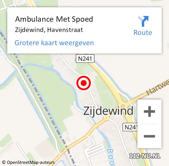 Locatie op kaart van de 112 melding: Ambulance Met Spoed Naar Zijdewind, Havenstraat op 23 december 2022 17:57