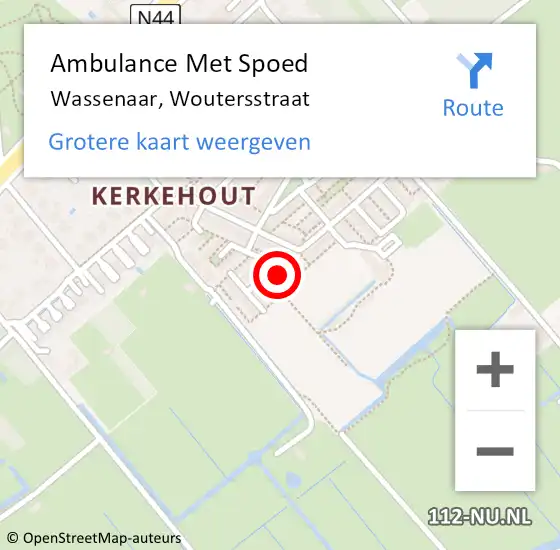 Locatie op kaart van de 112 melding: Ambulance Met Spoed Naar Wassenaar, Woutersstraat op 23 december 2022 18:32