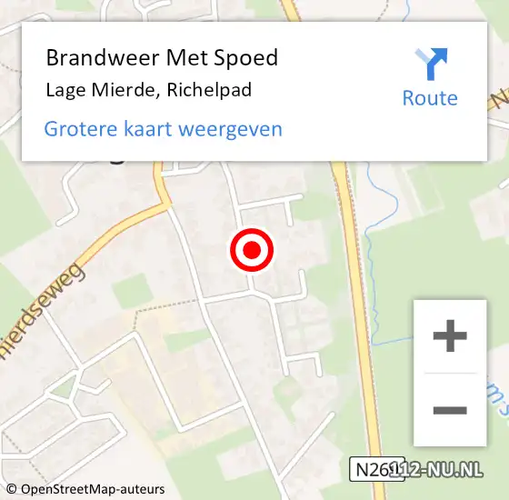 Locatie op kaart van de 112 melding: Brandweer Met Spoed Naar Lage Mierde, Richelpad op 23 december 2022 18:35