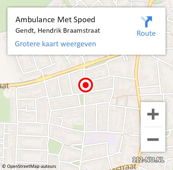 Locatie op kaart van de 112 melding: Ambulance Met Spoed Naar Gendt, Hendrik Braamstraat op 23 december 2022 19:34