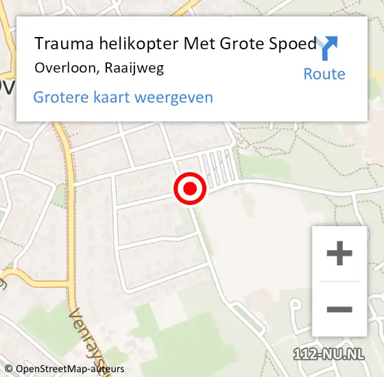Locatie op kaart van de 112 melding: Trauma helikopter Met Grote Spoed Naar Overloon, Raaijweg op 23 december 2022 23:03