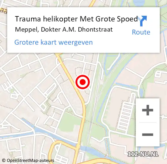 Locatie op kaart van de 112 melding: Trauma helikopter Met Grote Spoed Naar Meppel, Dokter A.M. Dhontstraat op 23 december 2022 23:17