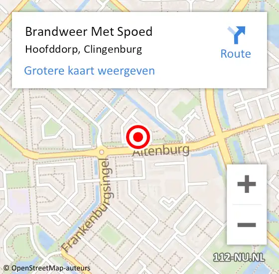 Locatie op kaart van de 112 melding: Brandweer Met Spoed Naar Hoofddorp, Clingenburg op 23 december 2022 23:21