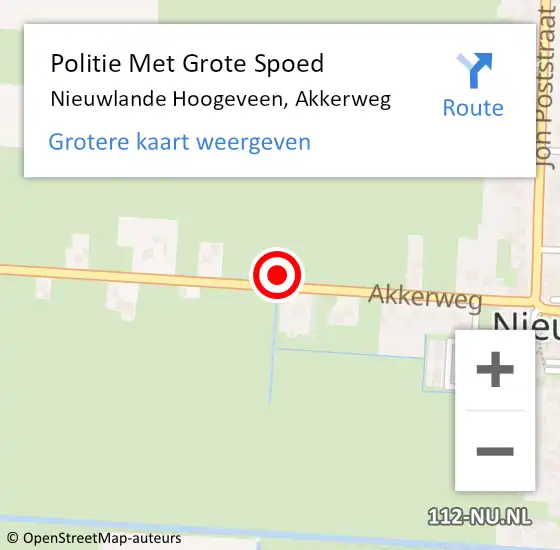 Locatie op kaart van de 112 melding: Politie Met Grote Spoed Naar Nieuwlande Hoogeveen, Akkerweg op 24 december 2022 00:49