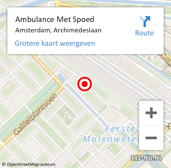 Locatie op kaart van de 112 melding: Ambulance Met Spoed Naar Amsterdam, Archimedeslaan op 24 december 2022 02:32