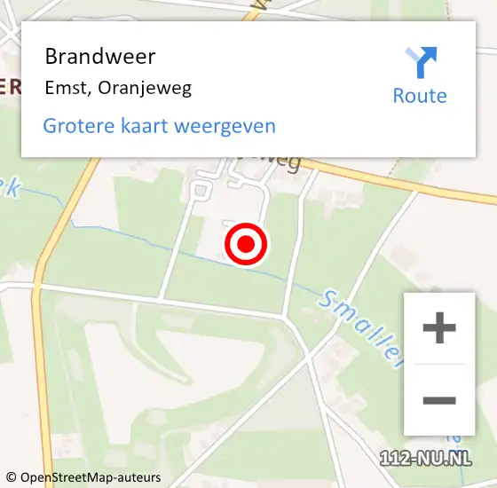 Locatie op kaart van de 112 melding: Brandweer Emst, Oranjeweg op 24 december 2022 03:59