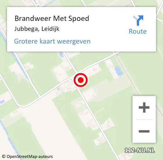 Locatie op kaart van de 112 melding: Brandweer Met Spoed Naar Jubbega, Leidijk op 9 augustus 2014 15:14