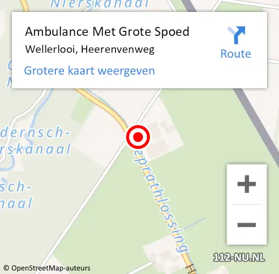 Locatie op kaart van de 112 melding: Ambulance Met Grote Spoed Naar Wellerlooi, Heerenvenweg op 24 december 2022 08:33