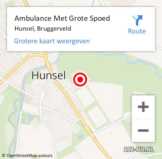 Locatie op kaart van de 112 melding: Ambulance Met Grote Spoed Naar Hunsel, Bruggerveld op 24 december 2022 08:39