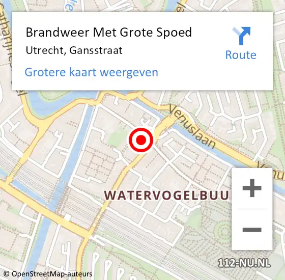 Locatie op kaart van de 112 melding: Brandweer Met Grote Spoed Naar Utrecht, Gansstraat op 24 december 2022 11:14